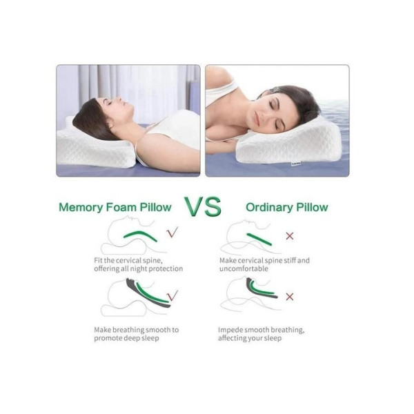 Анатомическая подушка Memory Latex Pillow с эффектом памяти и двумя валиками для поддержки шеи 46 × 27 см