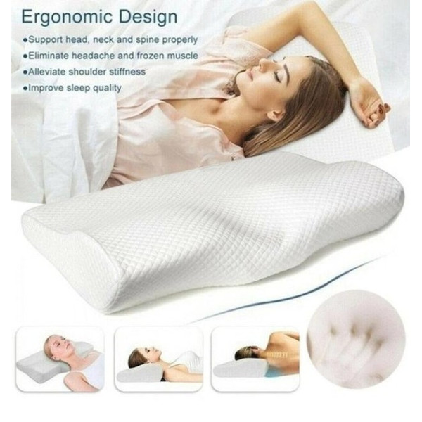 Анатомическая подушка Memory Latex Pillow с эффектом памяти и двумя валиками для поддержки шеи 46 × 27 см