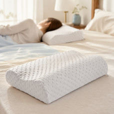 Анатомическая подушка Memory Latex Pillow с эффектом памяти и двумя валиками для поддержки шеи 46 × 27 см