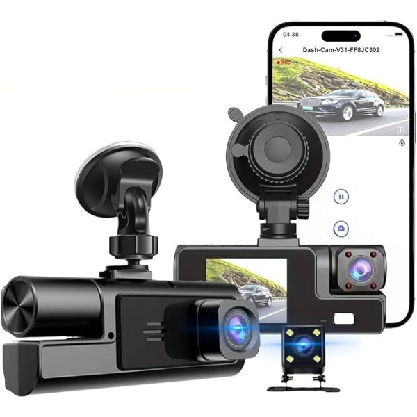 Автомобильный видеорегистратор A22 на 3 камеры с Full HD, Wi-Fi и камерой заднего вида