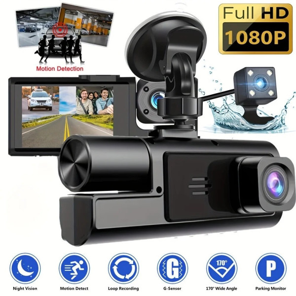 Автомобильный видеорегистратор A22 на 3 камеры с Full HD, Wi-Fi и камерой заднего вида