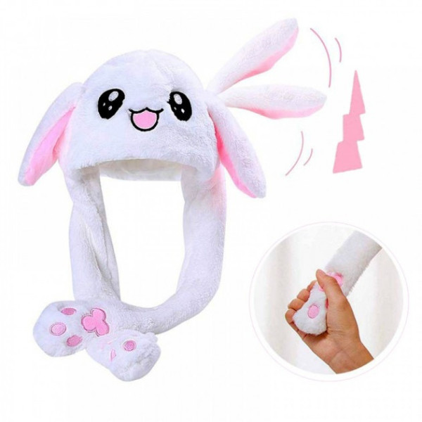 Светящаяся шапка Pikachu toys soft toys with led с подвижными ушками белого цвета