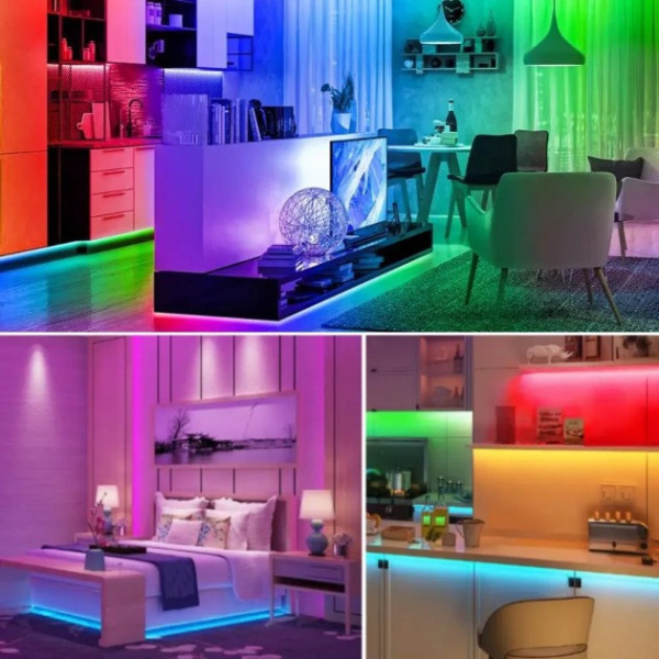 Многоцветная светодиодная лента 3528 RGB длиной 5 м с пультом управления и блоком питания