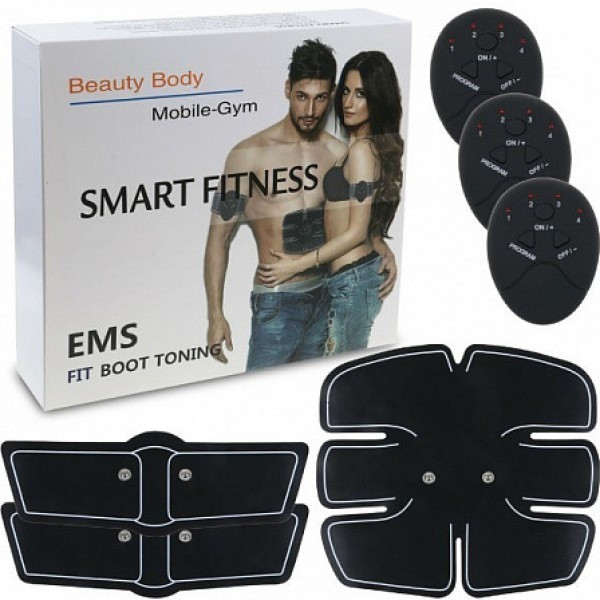 Пояс миостимулятор EMS Trainer 3 в 1 для мышц пресса, рук и ног Fitness Trainer массажер на батарейках