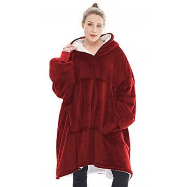 Двусторонний теплый плед с рукавами и капюшоном Huggle Hoodie 3 в 1, флисовая толстовка, one size