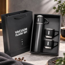 Термос с двумя чашками Vacuum cup LY-526, объём 0.5 л, стальная ручка