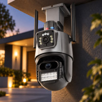Уличная поворотная WiFi камера PTZ P11 ICSEE 3mp+3mp IP66 с ночным видением и датчиком движения