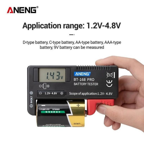 Цифровой тестер аккумуляторных батарей ANENG BT-168 PRO для проверки 18650