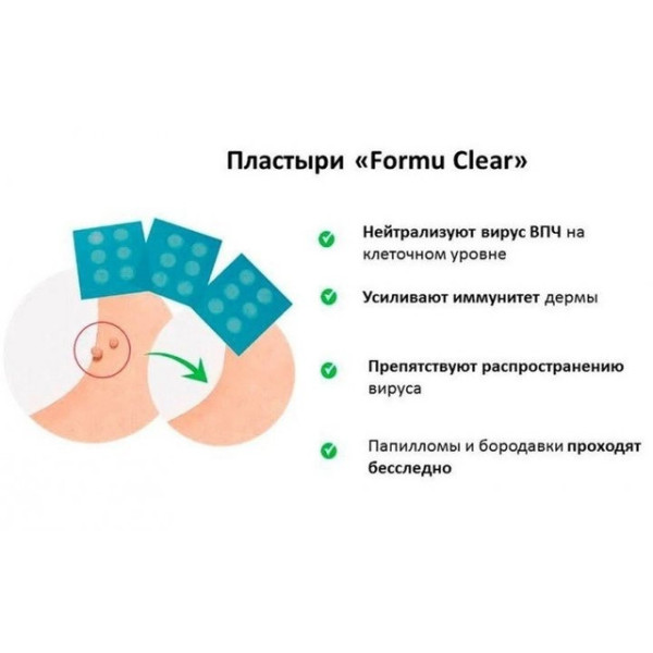 Бактерицидные прозрачные пластыри Formu Clear круглой формы для удаления папиллом и бородавок, 30 шт