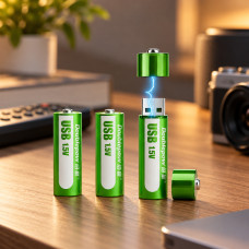 Аккумуляторная USB батарейка FluCat AA 1.5V 1450 mAh, комплект из 2 штук, Li-Ion