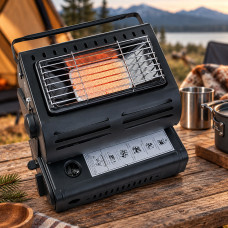 Газовый туристический обогреватель 2в1 1300W с функцией приготовления пищи и походной плиткой