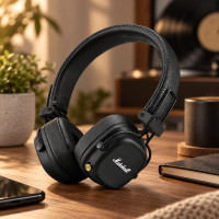 Накладные беспроводные наушники Marshall Major IV с Bluetooth и складной конструкцией, черные