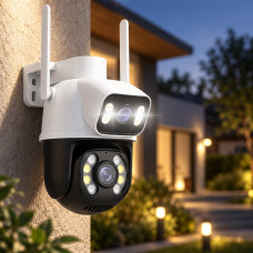 IP-камера видеонаблюдения Q25 с двумя объективами, разрешение 6 МП, режим день/ночь, датчик движения