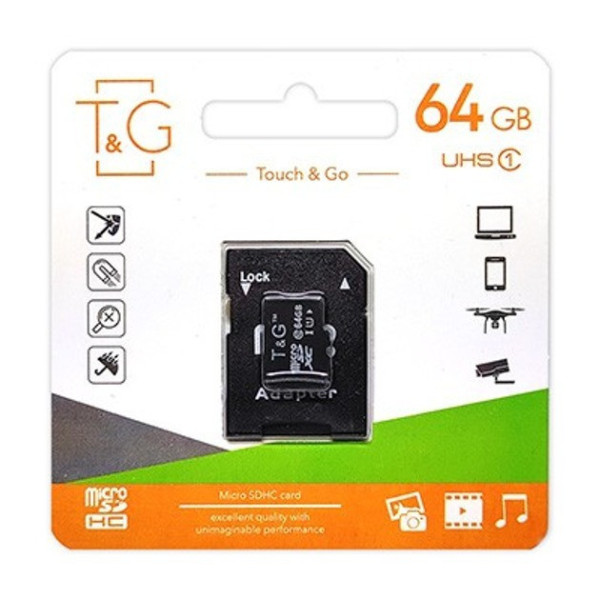 Карта памяти microSDXC 64GB UHS-I Class 10 T&G с SD-адаптером