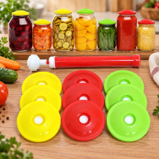 Набор вакуумных пластиковых крышек с насосом для хранения продуктов, 9 предметов