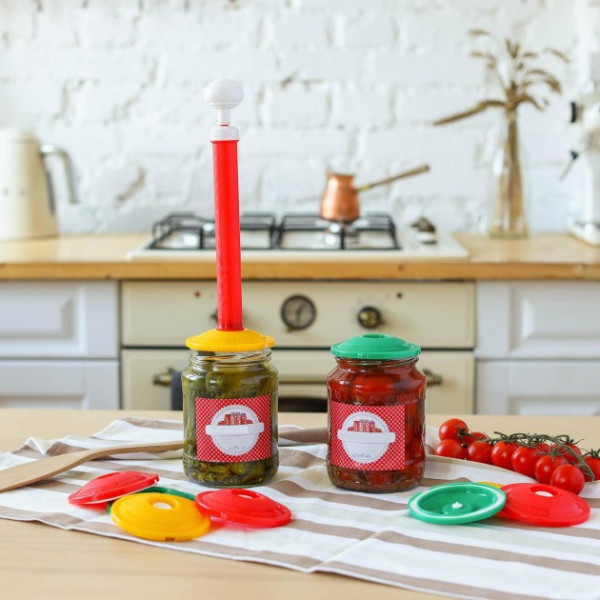 Набор вакуумных пластиковых крышек с насосом для хранения продуктов, 9 предметов