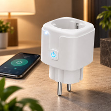 WiFi розетка Tuya с измерением электроэнергии 4400 Вт 20 А, накладная, с заземлением, белая
