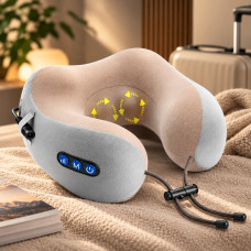 Вибромассажная подушка для шеи U-shaped с аккумуляторным питанием для дорожного использования