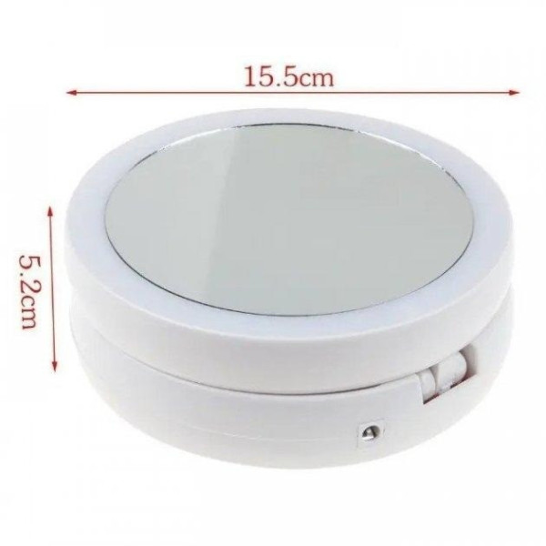 Настольное косметическое зеркало My Fold Away с LED подсветкой, белое, складное, USB питание, круглое, с подст