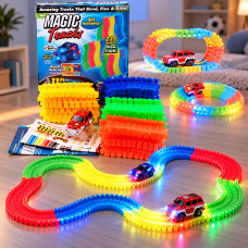 Игровой автотрек Magic Track с 220 деталями и светящимися элементами, гибкая дорога с машинкой