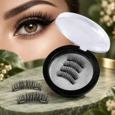 Линейные черные магнитные ресницы Magnetic Eyelashes в косметичке, 2 пары искусственных