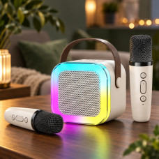 Портативная Bluetooth-колонка с сабвуфером и беспроводным микрофоном для караоке, мощность 5 Вт
