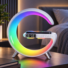 Ночник Light Sound Machine 5 в 1 с LED RGB подсветкой, беспроводной зарядкой 15W, будильником и Bluetooth коло