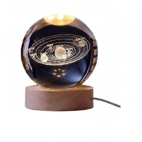 Ночник светодиодный 3D светильник хрустальный шар Солнечная система от USB