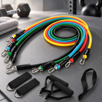Эспандер Treaning Pro универсальный трубчатый с 5 жгутами Power Bands для атлетических упражнений