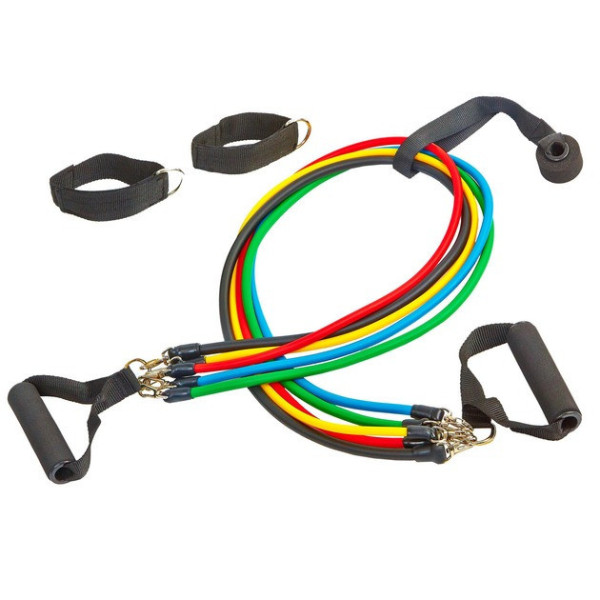 Эспандер Treaning Pro универсальный трубчатый с 5 жгутами Power Bands для атлетических упражнений