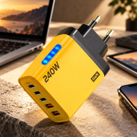 Многопортовое зарядное устройство 240W с 3 портами Type-C и 2 USB для быстрой зарядки