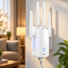 Повторитель сигнала Wi-Fi HOCO HI35 с четырьмя антеннами для дома и квартиры