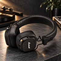 Накладные беспроводные наушники Marshall Major IV с Bluetooth, складные, с беспроводной зарядкой, черные