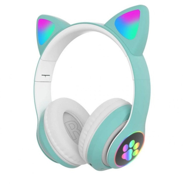 Детские беспроводные LED наушники с кошачьими ушками CAT STN-28 LX-553 с креплением на голову и USB-разъёмом