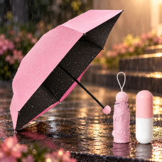 Карманный складной мини-зонт в футляре капсула Umbrella без принтов