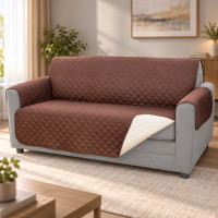 Двустороннее водонепроницаемое покрывало-накидка на диван Couch Coat коричневый/бежевый