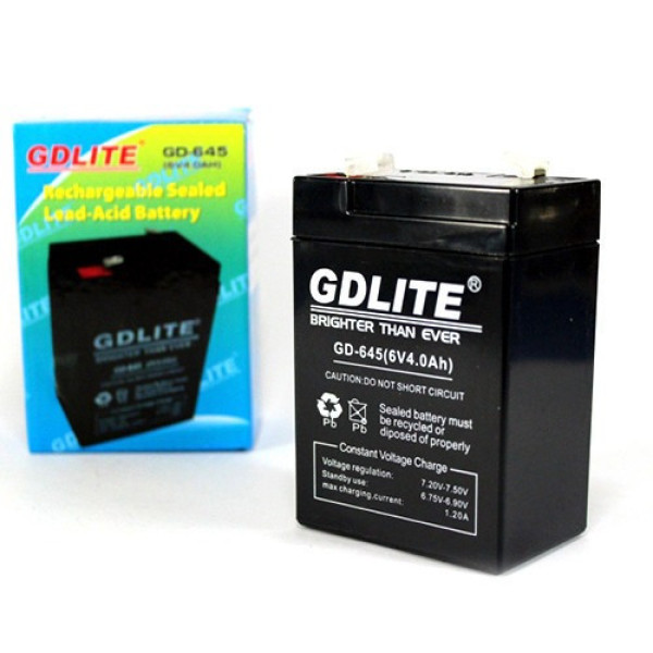 Аккумулятор свинцово-кислотный GDLITE GD-645 6 В 4 Ач для фонарей, весов и электроприборов
