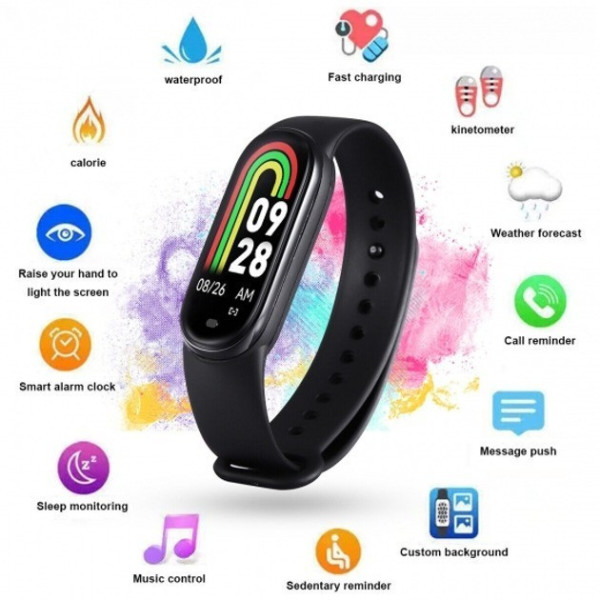 Фитнес-браслет Band M8 с цветным AMOLED дисплеем 1.62 дюйма, уведомлениями и мониторингом активности