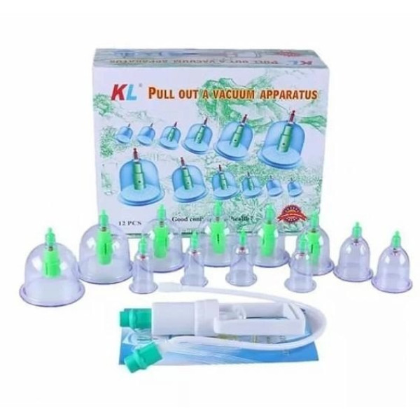 Антицеллюлитные вакуумные массажные банки Pull Out a Vacuum Apparatus 12 шт с насосом для домашнего использова