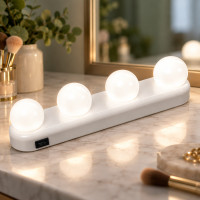 Светодиодная лампа подсветки для зеркала на присосках LED Studio Glow с 4 источниками света, питание от батаре