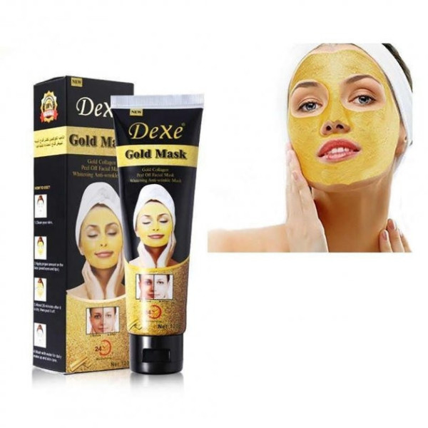Антивозрастная маска для лица с биозолотом и коллагеном Dexe Gold Mask для зрелой кожи 30+