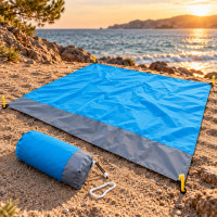 Пляжная подстилка 150x140 см с антипеском и мешком для хранения из полиэстера