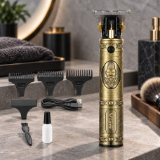 Триммер для стрижки и окантовки бороды WES WS T99 Gold 5W с 4 насадками и аккумуляторным питанием