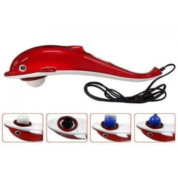 Ручной вибромассажёр для тела Bishop Small Dolphin Massager с 3 насадками для антицеллюлитного и разминающего