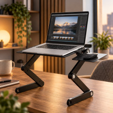 Столик-подставка трансформер Laptop Table T8 с активным охлаждением и подстаканниками для ноутбука