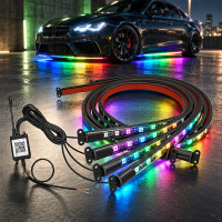 Подсветка днища автомобиля LED RGB с Bluetooth, комплект из двух лент длиной 90 см и 120 см, 12V