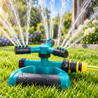 Пульсирующий садовый разбрызгиватель Lawn Sprinkler 360° с вращающимися и регулируемыми форсунками для газона