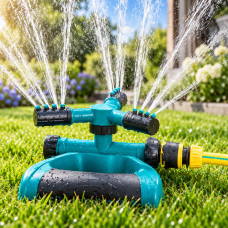 Пульсирующий садовый разбрызгиватель Lawn Sprinkler 360° с вращающимися и регулируемыми форсунками для газона