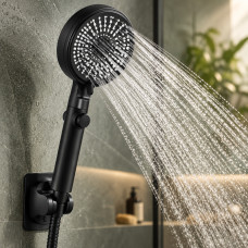 Душевая лейка Water Saving Shower с пятью режимами и кнопкой остановки воды, черная
