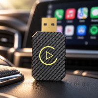 Беспроводной автомобильный адаптер для CarPlay и Android Auto с USB и Bluetooth, черный